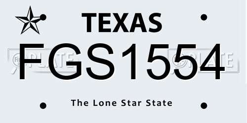 FGS1554 Texas License Plate
