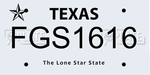 FGS1616 Texas License Plate