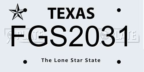 FGS2031 Texas License Plate