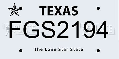 FGS2194 Texas License Plate