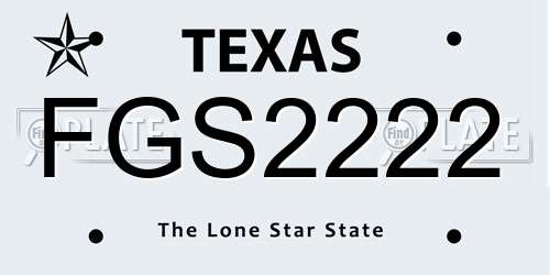 FGS2222 Texas License Plate