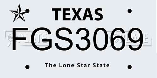 FGS3069 Texas License Plate