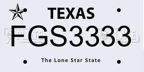 FGS3333 Texas License Plate