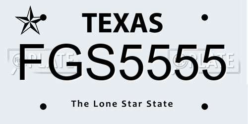 FGS5555 Texas License Plate