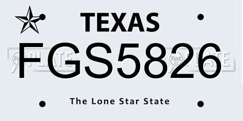 FGS5826 Texas License Plate
