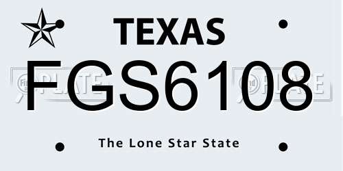 FGS6108 Texas License Plate