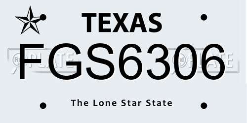 FGS6306 Texas License Plate