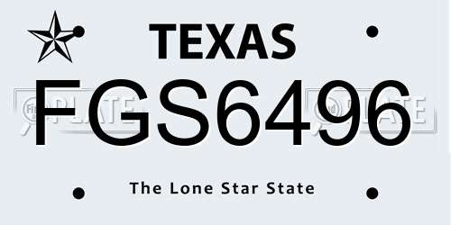FGS6496 Texas License Plate
