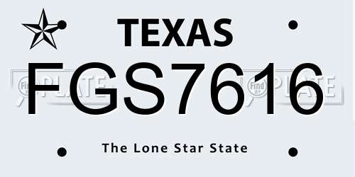 FGS7616 Texas License Plate