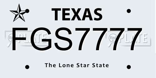 FGS7777 Texas License Plate