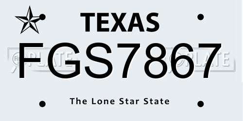 FGS7867 Texas License Plate