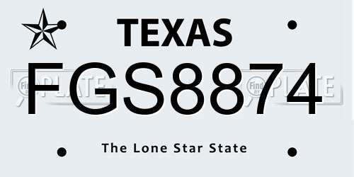 FGS8874 Texas License Plate