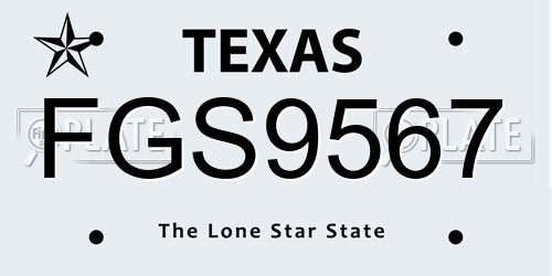 FGS9567 Texas License Plate