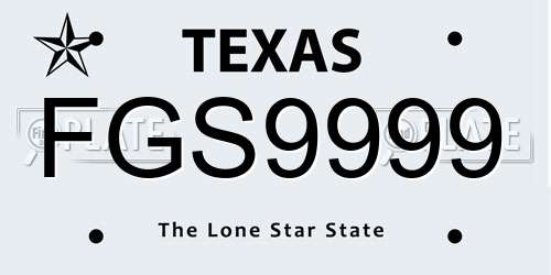 FGS9999 Texas License Plate