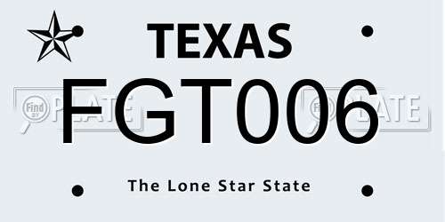 FGT006 Texas License Plate