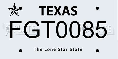 FGT0085 Texas License Plate