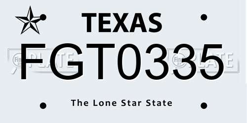 FGT0335 Texas License Plate