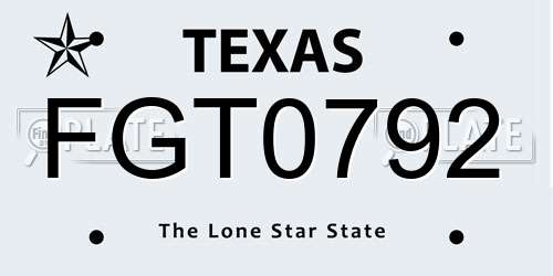 FGT0792 Texas License Plate
