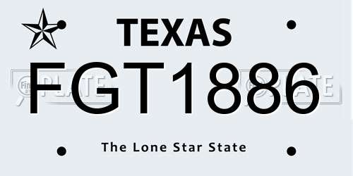 FGT1886 Texas License Plate