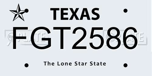 FGT2586 Texas License Plate