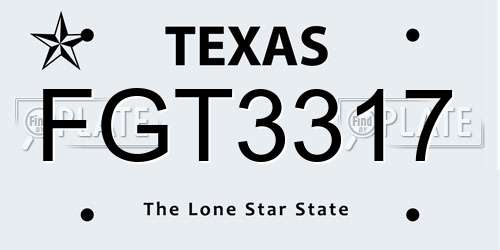 FGT3317 Texas License Plate