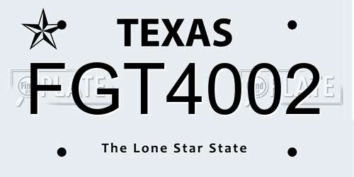 FGT4002 Texas License Plate