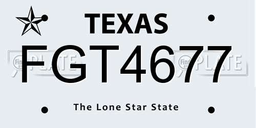 FGT4677 Texas License Plate