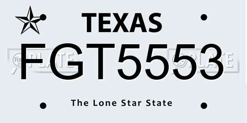 FGT5553 Texas License Plate