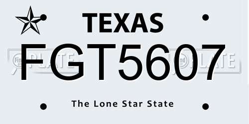 FGT5607 Texas License Plate