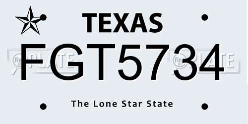 FGT5734 Texas License Plate