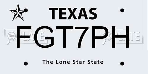 FGT7PH Texas License Plate