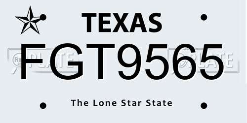 FGT9565 Texas License Plate