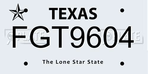 FGT9604 Texas License Plate