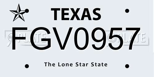 FGV0957 Texas License Plate