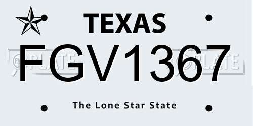 FGV1367 Texas License Plate