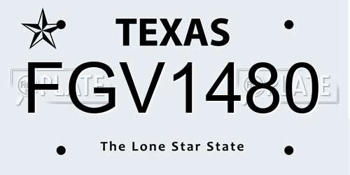 FGV1480 Texas License Plate