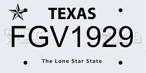 FGV1929 Texas License Plate