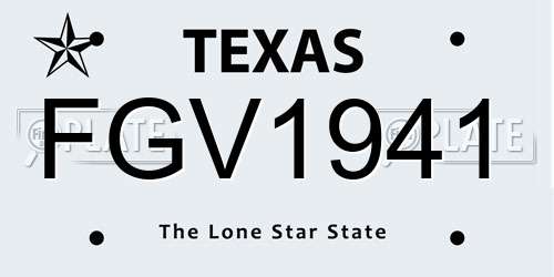 FGV1941 Texas License Plate