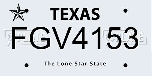 FGV4153 Texas License Plate