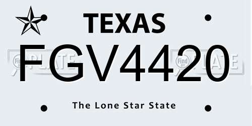 FGV4420 Texas License Plate
