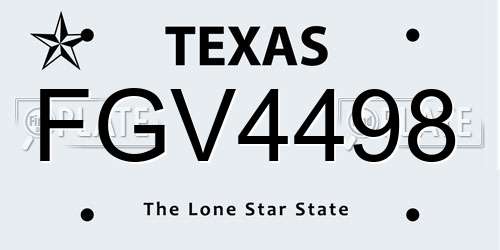 FGV4498 Texas License Plate