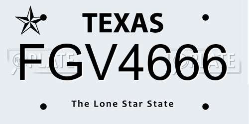 FGV4666 Texas License Plate