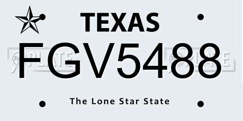 FGV5488 Texas License Plate