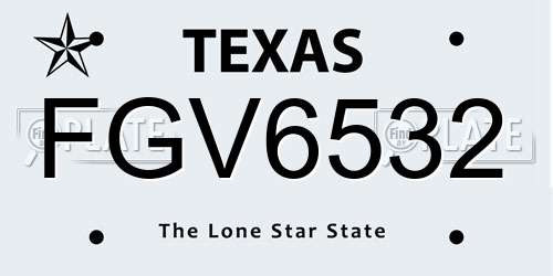 FGV6532 Texas License Plate