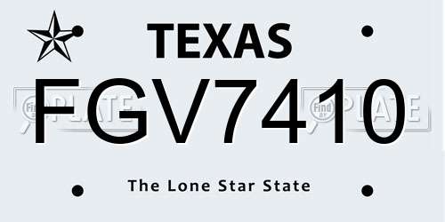 FGV7410 Texas License Plate