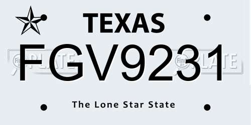 FGV9231 Texas License Plate