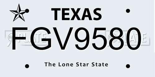 FGV9580 Texas License Plate