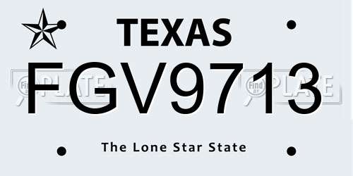 FGV9713 Texas License Plate
