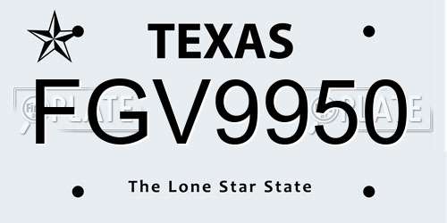 FGV9950 Texas License Plate