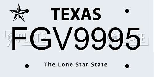 FGV9995 Texas License Plate
